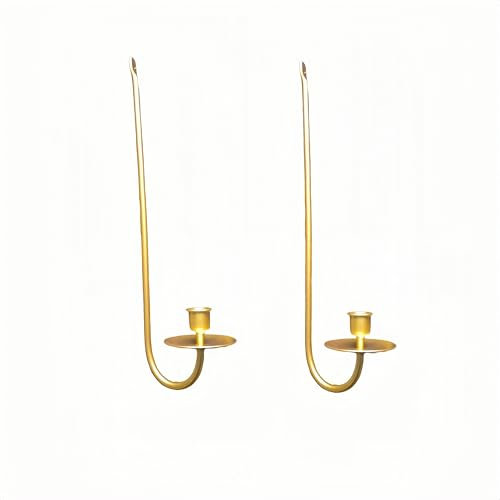 Heimvita Metall 2er-Set Wandkerzenhalter,Schwarz Kerzenhalter Wand,Wandmontage, Kerzenhalter, dekorativer Vintage-Kerzenhalter, antike Wanddekoration (Gold)