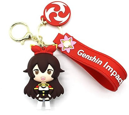 Porte-clés Genshin impact, 1 pièce, jeu mignon, sac de poupée en silicone, pendentif de voiture