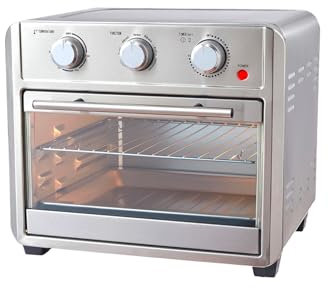 Wintem Forno e Friggitrice ad Aria 22L per la Cottura di Grandi Quantità di Cibo - Ideale per Friggere, Cuocere al Forno, Arrostire e Grigliare - Timer con Spegnimento Automatico - 1700W