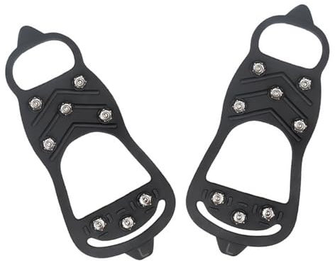 GALPADA 1 Pair Unisex Crampon Shoe Covers Black Flexible Anti Fall Ice and Snow Traction Snow Claws Shoe Cover for Safe Walking and Hiking