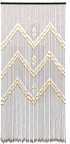 JUDEMII 52 Line Vintage hölzerne Perlenkette Tür Vorhang Braun, mit ZickzackHängend natürliche hölzerne Bambus Perlen mit Zusammenklappbar für Veranden Flure Verschiedene Zimmereingänge 90x195cm