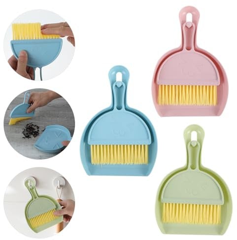 Qianyu Mini Cleaning Broom Brush And Dustpan Set Portable Small Broom Dustpan Hand Brush Cleaning Combo Set for Dust Dirt and Crumbs Office Home Desktop Counter Keyboard Car Cleaning