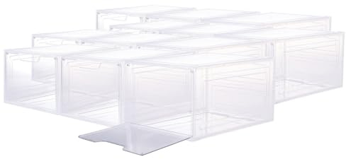 Carlo Milano Schuhschrank: 12er-Set Transparente Schuhbox, stapelbar, bis Größe 47, Magnetklappe (Schuhregal Kunststoff, Regalbox mit Deckel, Schuh)