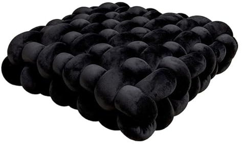 champracer Kopfkissen Knot Kissen,Gewebtes sitzkissen Bodenkissen,Gepolstertes Sitzkissen,Zierkissen Knoten für Einfarbig,Handgewebtes Sofa Rücken Extra Dicke Sitzauflagen (schwarz,30 * 33 cm)