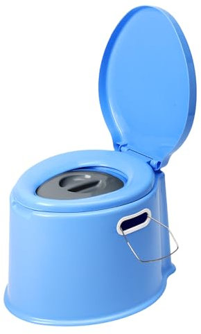 Crystals 6L Large Lightweight Portable Camping Toilet Seat with Washable Bucket, Roll Holder – Compact Portable Toilet for Travel, Festivals & Fishing (Blue Toilet Seat)