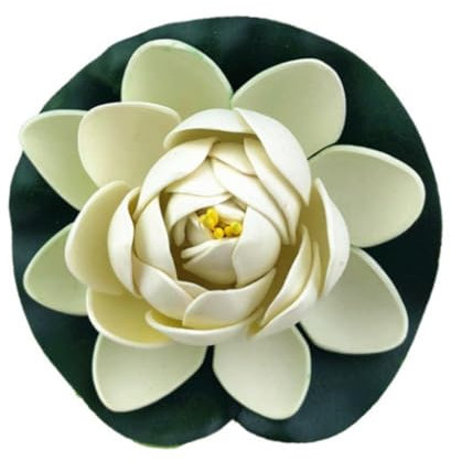 5 Stück Gefälschte Schwimmende Blumen Lotus Seerose Pflanzen, Simulierter Seerosen lotus, Künstliche Blumen, Lebensechte Seerose, Landschaft für Teich, Garten, Dekoration, Mikro (10cm,weiß)