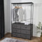 OHS Brooklyn Chest of Drawers with Clothes Hanging Rail, Open Wardrobe Storage Unit Organizer with 6 Fabric Drawers & Sturdy Metal Frame for Bedroom Closets Office, Grey
