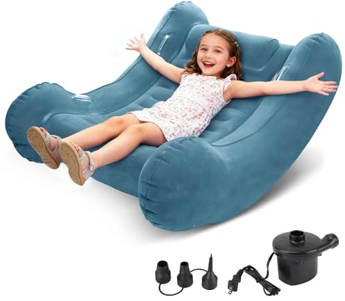 Toggloo Sensory Rocker Chair for Kids, 55” x 55” x 46” Air Cloud Inflatable Sensory Chair, Cloud Chair for Autistic ADHD Child, Indoor/Outdoor Toddler Rocking Chair Includes Air Pump and Repair Kit