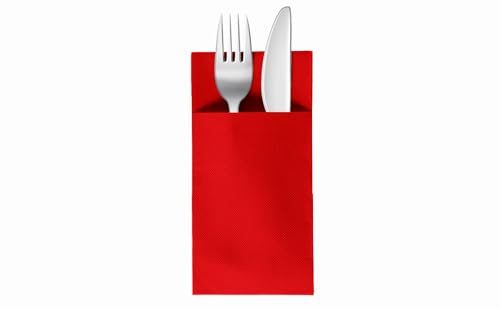 VelaHub Soft Point 50 Besteckservietten, Hochwertige, Einwegserviette, 39x38 cm, Rot