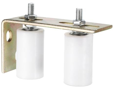 QUARKZMAN 2pcs Galet Guide pour Portail Coulissant 40x70mm, M10 Roulette Nylon avec Équerre Guide au Sol pour Porte Grange Coulissante, Roue Universel avec Roulement à Billes Scellé, Blanc