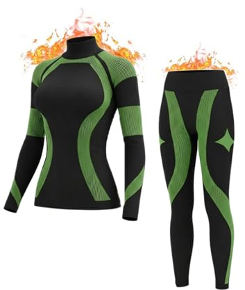 Velichor Funktionskleidung Nahtlose Thermounterwäsche für Damen Pyjama-Set Workout Ski Warme Unterwäsche Kaltes Wetter Yoga Oberteil Unterteil