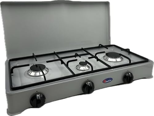 CFParker Réchaud 3 feux à gaz méthane avec soupape de sécurité dégradée gris - 5328SFGGPSm