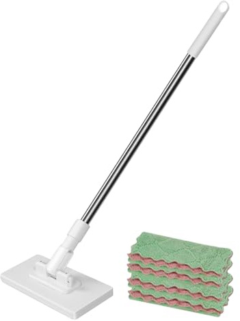Balai Serpillère Anti Poussière, Balai À Poussière Jetable avec 4 Chiffons, Chiffonnette À Serpillère À Changement Rapide, pour Sol Carrelé Mur Salle De Bain Cuisine Salon