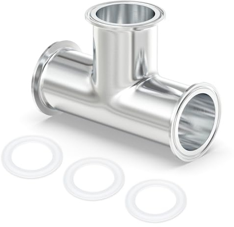 ERGAOBOY Abrazadera de 3 vías, 1 (25 mm) de accesorios sanitarios para tuberías de acero inoxidable 304, compatibles con abrazadera Tri Clamp de 1,5 y brida con casquillo de 50,5 mm
