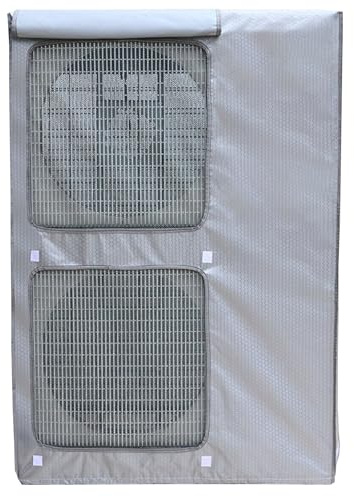 Protection Climatiseur Exterieur, Cache Pompe a Chaleur Extérieur, Grande Conception Double Épaisseur avec Doubles Aérations et Rideaux de Protection(Gray,92x135x36cm/36x53x14in)