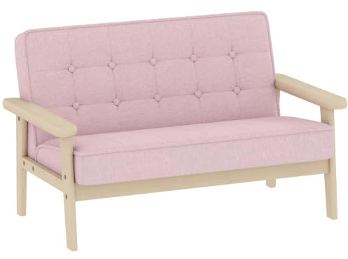 AIYAPLAY Kindersessel mit Samtoptik für 3-15 Jahre 77 x 42 x 48 cm Rosa | Kindersofa, mit Massiven Holzfüßen, Sessel aus Schaumstoff, Kinderstuhl, Kinderzimmer, Spielzimmer