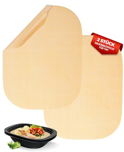 2 Stück Permanent Dauerbackfolie für Thermomix TM7 Varoma, Wiederverwendbare Backmatte, Antihaft & 250 °C hitzebeständig, Spülmaschinenfest, Zubehör für Thermomix TM7 & Varoma