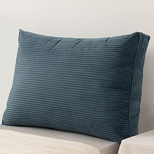 QOEUIUJ Cord Lehnenkissen for Bett und Sofa Lesekissen 60 70 80 90 cm Rückenkissen Kopfteilkissen Lendenkissen Rückenlehnenkissen Stützkissen mit Abnehmbarem Bezug(Blau,60x50cm/24x20in)