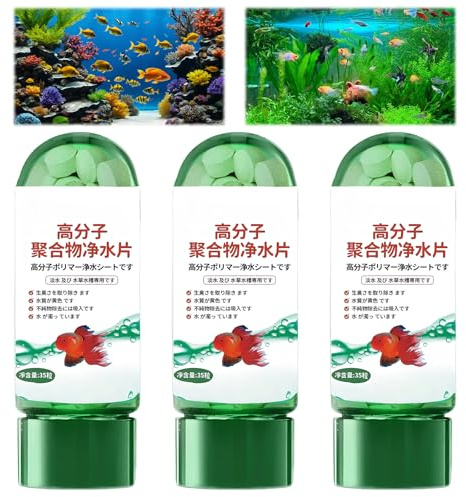 3 Bottles Water Purification Tablets for Fish Tanks Powerful Water Purification Tablets Fish-Friendly Algae Remover Fish Tank, Remove All Kinds of Turbidity