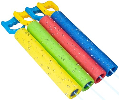 Wasserpistolen 4er-Set – Schaumstoff-Blaster mit 11,6 m Reichweite – Leicht, schwimmfähig – Sommerspielzeug für Kinder & Erwachsene – Für Pool, Garten, Strand Pump Water Gun 4PC