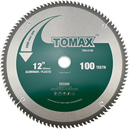 Tomax 12-Inch 100 Tooth TCG Aluminum and Non-Ferrous Metal Saw Blade with 1-Inch Arbor