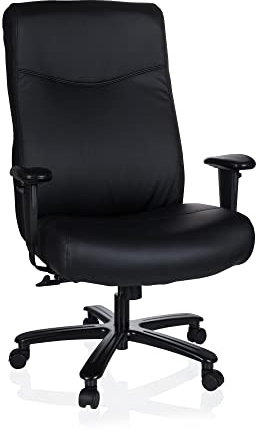 hjh OFFICE 738000 Silla de Escritorio XXL Everest Piel sintética Negro, Silla giratoria, Sillón, Acolchada, soporta hasta 180 kg, Robusto