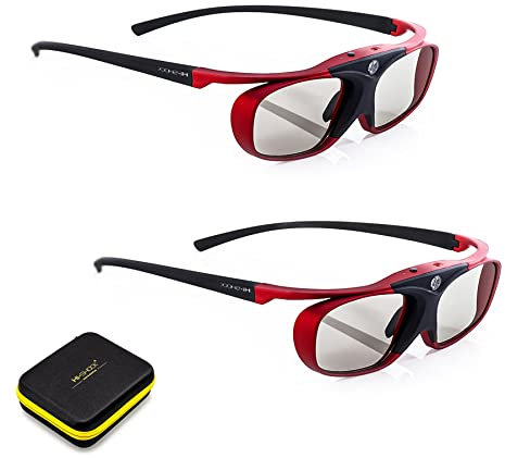 2X Hi-SHOCK® RF/BT Pro Scarlet Heaven & Dualcase| Aktive 3D Brille für 3D TVs von Sony, Samsung, Panasonic | komp zu TY-ER3D5ME / TY-ER3D6ME / FPT-AG03G [120 Hz | Bluetooth | wiederaufladbar]