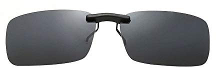 BOZEVON Sonnenbrillen-Clip auf Flip Up Polarisierte Linse - Unisex Rechteck Klipp auf Klapp-Sonnenbrille für Brillen im Freien und Fahren, Grau