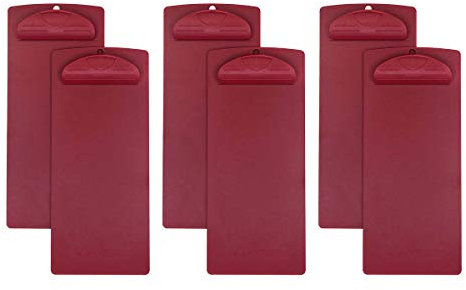 Vinseen Klemmbrett aus Kunststoff, für Memo, Speisekarten, Kreditkarten, Quittungen, 10,2 x 22,9 cm, 6er-Pack (rot)
