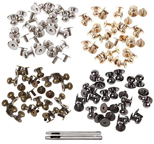 Nsiwem 80 Stück Rundkopf Nagel Rivet Button Knöpfe Kugelknöpfe 6x8 mm Massive Nieten Stud Screwback Cap Nieten Gürtel Strap Screws Knopfniete zum Anschrauben mit Schlag für DIY Leder Craft Zubehör