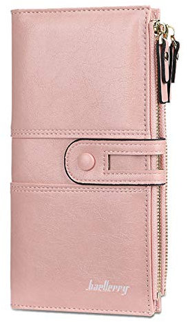 FANDARE Élégant Portefeuille Étanche Longue Pochette Homme Femme Besace Porte Monnaie Porte de Billets Porte-Monnaie Porte-Carte de Crédit Bourse mit 12 emplacements pour Cartes Wallet Rose