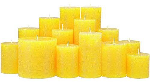 Premium Kerzenset 4,5 kg durchgefärbte Stumpenkerzen von Kerzenwelt 1. Wahl ohne Duft (sonnengelb)