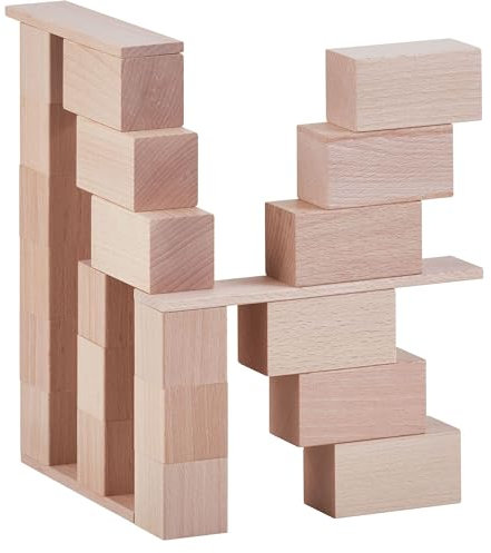 HABA Baustein-System Clever-Up! 2.0, Natur-Bausteine für Kinder ab 1 Jahr, 66 Teile, 306248