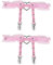 alisikee 2 verstellbare Spitzen-Herz-Oberschenkelstrumpfbänder mit Anti-Rutsch-Verschlüssen, elastischer Bein-Strumpfgürtel für Damen, Schwarz/Rosa, Pink, Einheitsgröße
