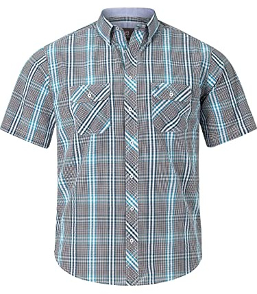 Jan Vanderstorm Herren Kurzarmhemd Gerburg | mit Button-Down-Kragen | Karohemd mit Brusttaschen | Seersucker aus 100% Baumwolle | kariert | große Gr. L-7XL