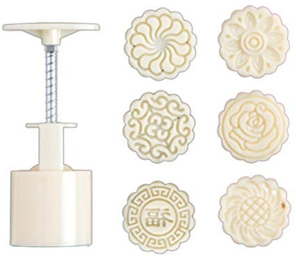 GUMEI 75g Mooncake Mold Cookies Mould 6pcs Flower Stamps Hand Press Moon Cake Pastry Mould Bakeware DIY Tools
