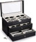 WUWEOT 18 Slots Sunglasses Organizer Collector Eyeglasses Sunglass Glasses Storage Box Eyeglasses Eyewear Display Case with Drawer, Lockable, Black