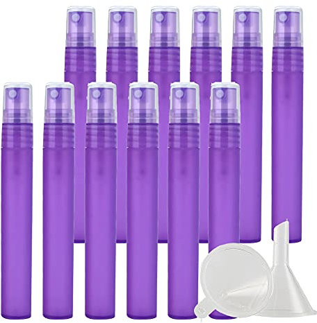 ZEOABSY 20 Pièces 10ml Vaporisateur Vide, Mat Mauve Petits Vaporisateur en Plastique, Flacon Spray Vide, Atomiseur Parfum, Bouteilles avec Pompe de Pulvérisation de Voyage