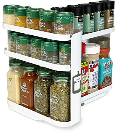 Cabinet Caddy SNAP! Gewürzregal zum Herausziehen und Drehen, 3 einrastbare Acrylnitril-Butadien-Styrol-Regale für 5 Aufbewahrungsstufen, magnetisches, Innenschränke, 22.6 cm Hx15.4 cm Bx27.8 cm T