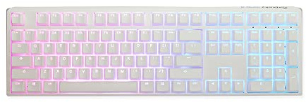 Ducky One 3 Classic Pure White Gaming Keyboard RGB LED | Cherry MX Brown | Hot-Swap | QUACK Mechanics | Doubleshot PBT, US White