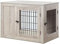 unipaws Table d'appoint pour chien avec coussin, niche en fil de bois avec double porte, niche pour chien de taille moyenne pour utilisation en intérieur