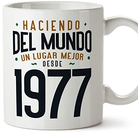 MUGFFINS Tazas 1977 Cumpleaños - En Español - Haciendo del Mundo un Lugar Mejor - 11 oz / 330 ml - Regalo original y divertido