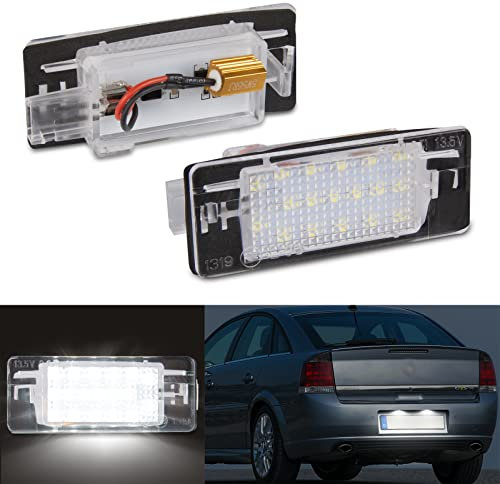 OZ-LAMPE 2Pcs LED Licence Number Plate Light for Opel Va-uxhall Vectra C Estate INSIGNIA SPORTS TOURER Astra J Sports Tourer wagon,LED Rear Number Plate Bulb Error Free Rear Lamps with Canbus