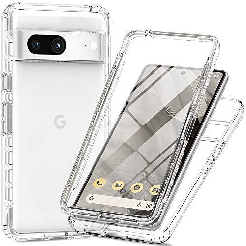 XINNI Coque pour Google Pixel 7a Antichoc Housse avec Protège écran, 360 Degrés Full Body Etui Solide Double Face Bumper Portable Transparent Housse,Cristal