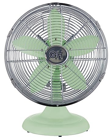 Good Housekeeping All-Metal (92607) Oscillating 12 Retro Desk Office Table Fan (Mint Green)