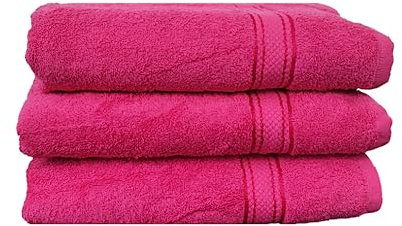 kidparadise Serviette De Bain 70x140 - Lot 3 Serviettes De Bain Coton (Fushia)
