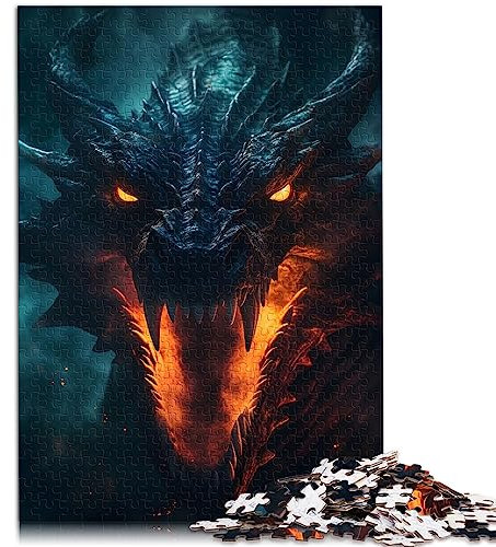 Puzzles für Erwachsene, Fiery Dragon Breath, Holzpuzzles, Puzzles für Erwachsene, 1000 Teile, Familiendekoration, 29,5 x 19,7 Zoll/75 x 50 cm.