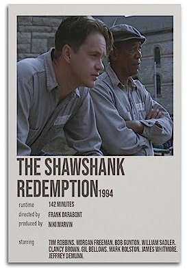 Filmposter The Shawshank Redemption, Raumdekoration, ästhetisches Poster, künstlerisches Poster für Schlafzimmer, Wohnzimmer, Wände, 30 x 45 cm, ungerahmt