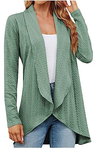 tsaChick Strickjacke Damen Sommer Kurz Damen Mode feste Farbe locker sitzende langärmelige Strickjacke Jacke KSS46