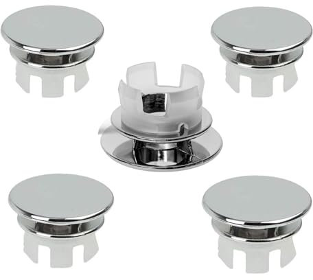 BOBOZHONG Anillo de Desbordamiento de Fregadero,5 Piezas Cubierta de Anillo de Rebosadero de Fregaderos,Anillo Lavabo Rebosadero,Tapa de Tapón de Desbordamiento de Lavabo para Baño Cocina